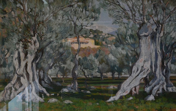 Paisaje con olivos de Bartomeu Lluís Ferrà y Juan, óleo sobre tela, primera mitad siglo XX